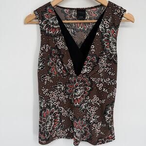 J.t.b. Top Womens Small Y2K Dark Floral Criss Cross Croquet Milkmaid Feminine